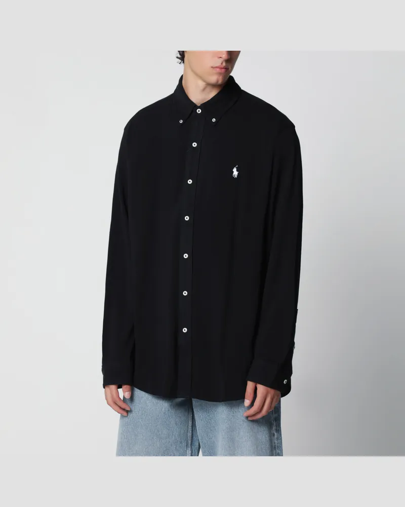Ralph Lauren Schwarzes Hemd aus federleichtem Mesh Black