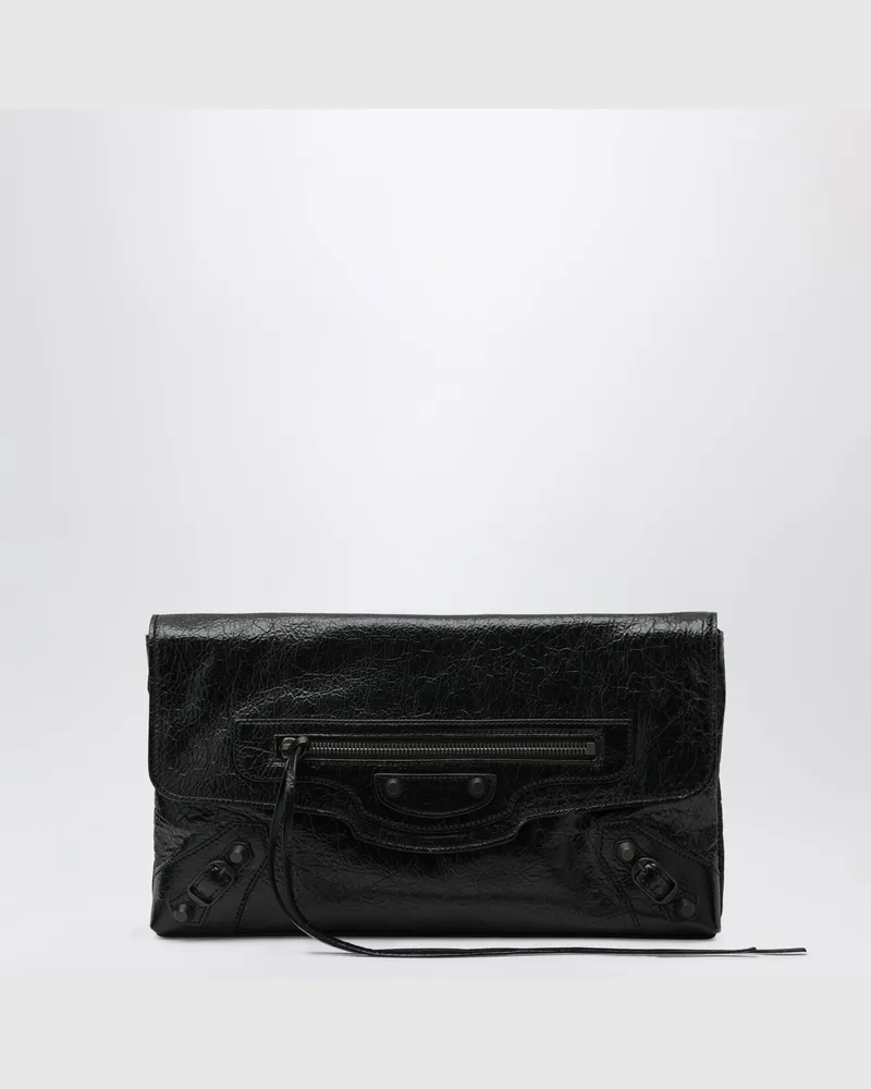 Balenciaga Pochette Le City aus schwarzem Arena-Lammleder Black
