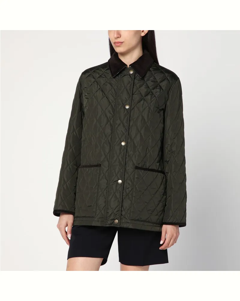 Burberry Dunkelgrüne gesteppte Country-Jacke Grün