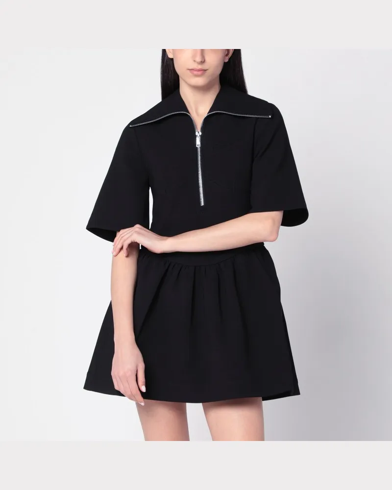 Ganni Schwarzes Minikleid aus Crêpe Schwarz