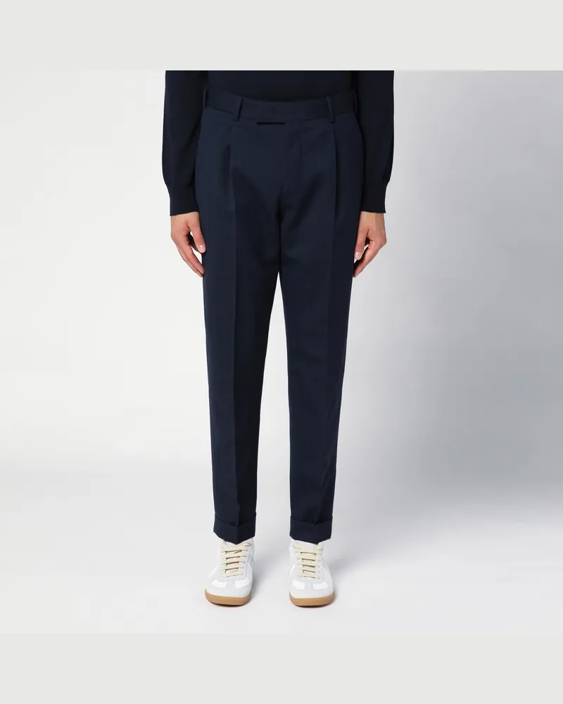 PT TORINO Hose Rebel aus marineblauer Schurwolle Blau