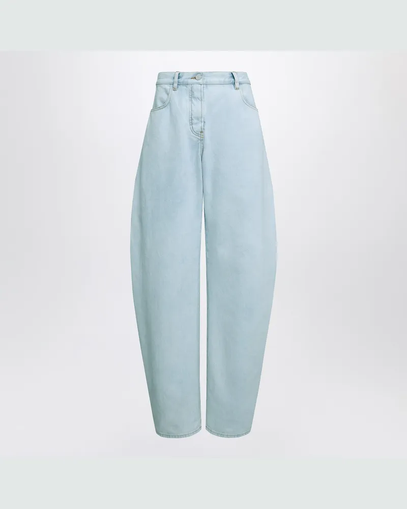 Alaïa Rund geschnittene Jeans aus Eisblau-Denim Blue