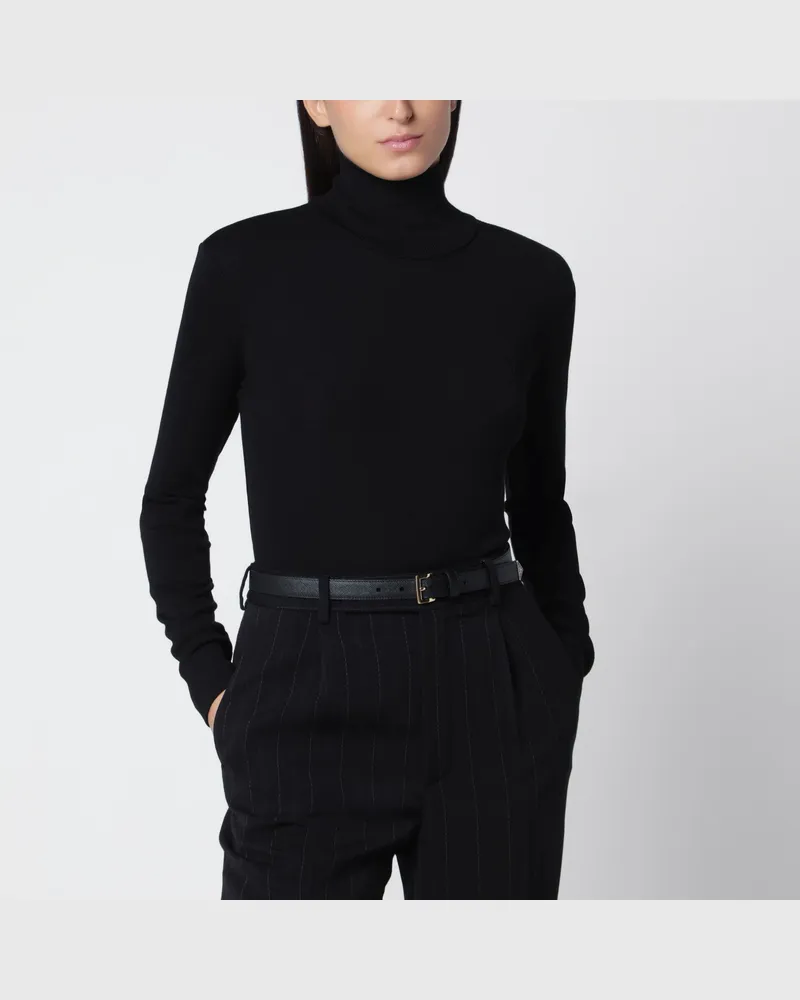 Max Mara Schwarzer Rollkragenpullover aus Schurwolle Black
