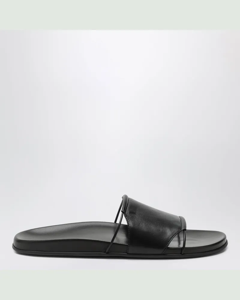The Row Vivienne Slide Sandalen aus schwarzem Nappaleder Black