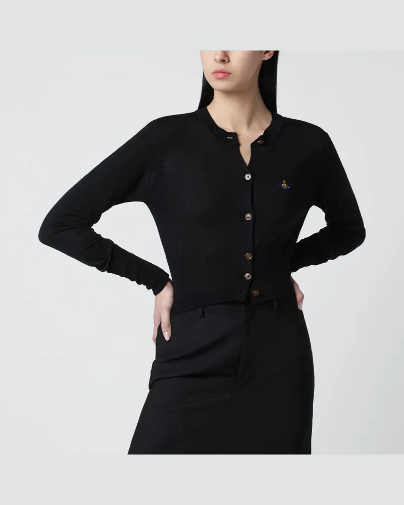 Vivienne Westwood Schwarzer kurzer Cardigan aus Wolle und Seide Black