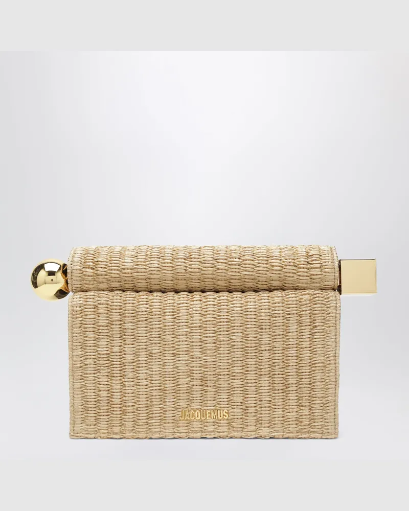 Jacquemus Clutch Rond Carré in geflochtener Bastoptik Beige