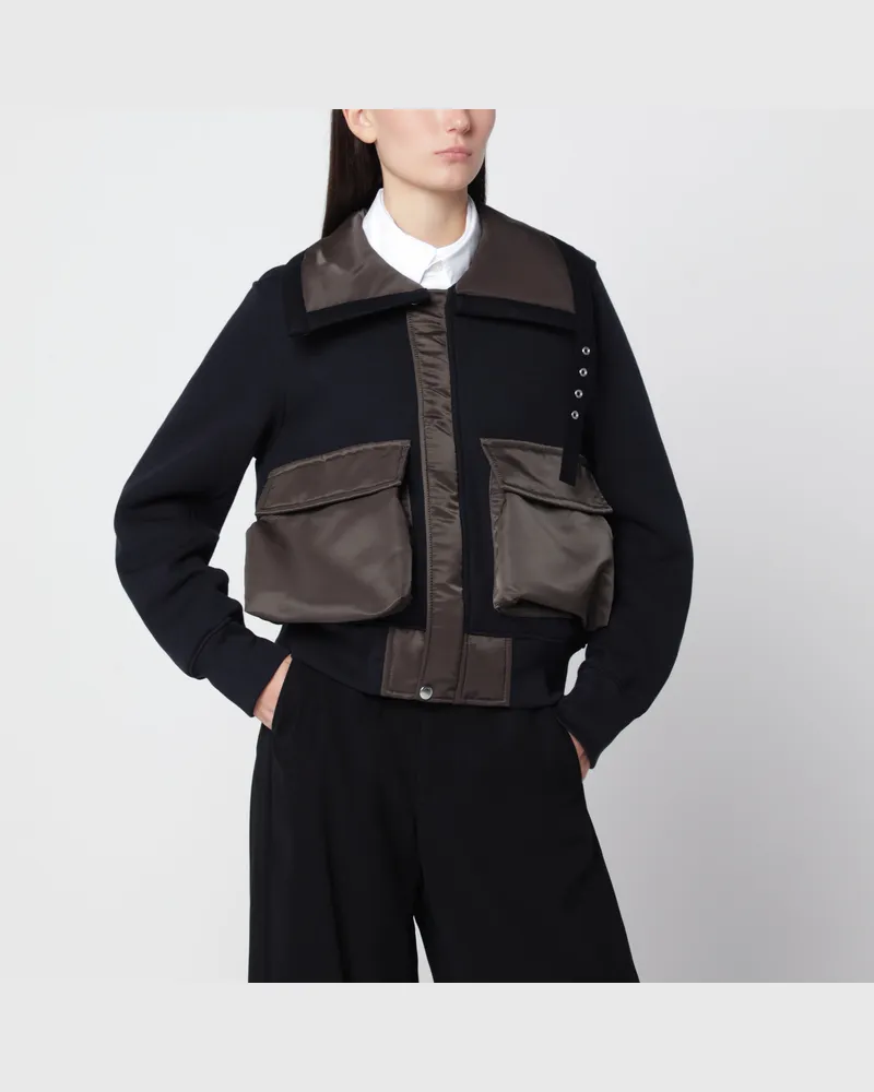 Sacai Navyblau/khakigrüne Jacke aus Baumwollmischung Multicolor