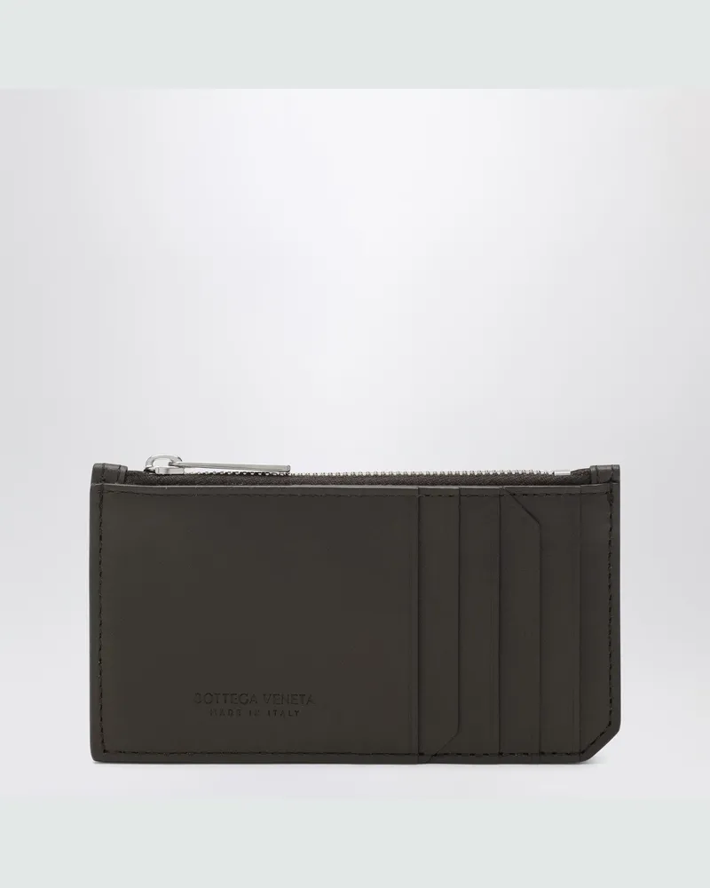 Bottega Veneta Fondente Intrecciato zip card holder Brown