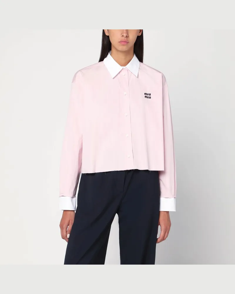 Miu Miu Rosa Baumwollhemd mit Logo Rosa