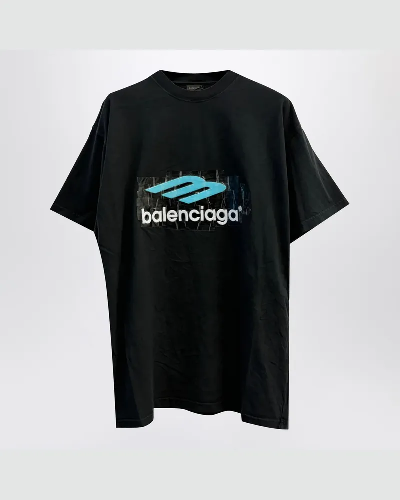 Balenciaga T-shirt oversize noir délavé 3B Black