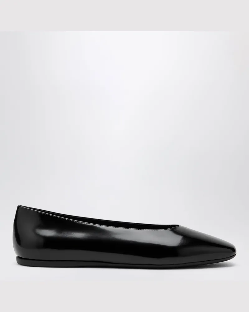 Prada Schwarze Ballerinas aus gebürstetem Leder Black