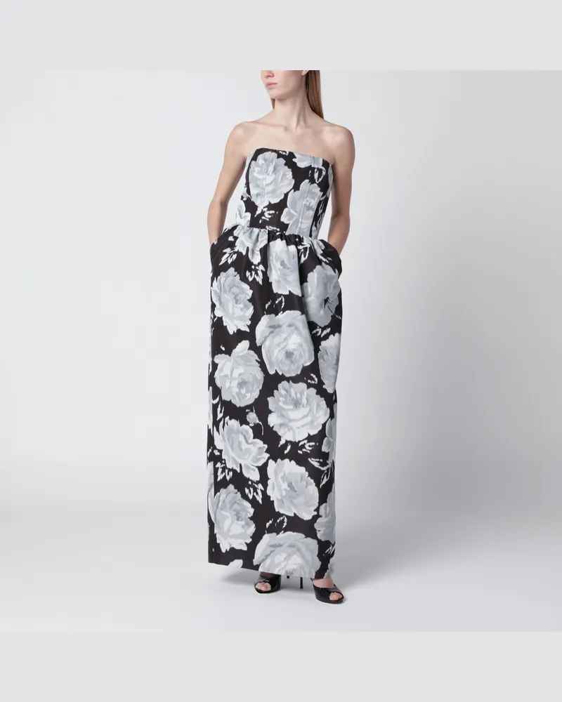 Patou Langes Bustierkleid aus Mesh mit Blumenprint Multicolor