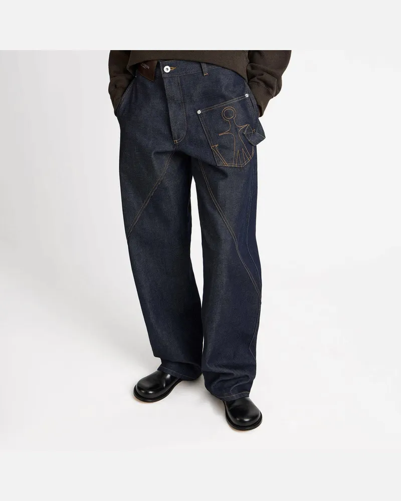 J.W.Anderson Indigofarbene Jeans aus gedrehtem Denim Blue
