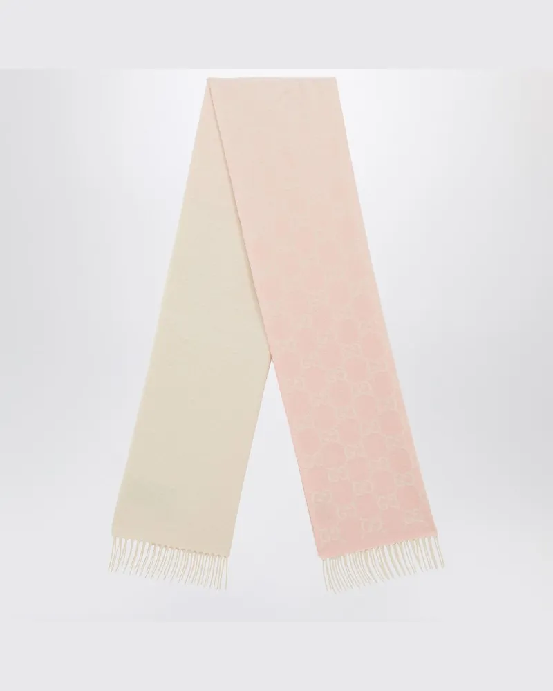 Gucci Kaschmirschal mit Logo elfenbeinfarben/rosa Weiß