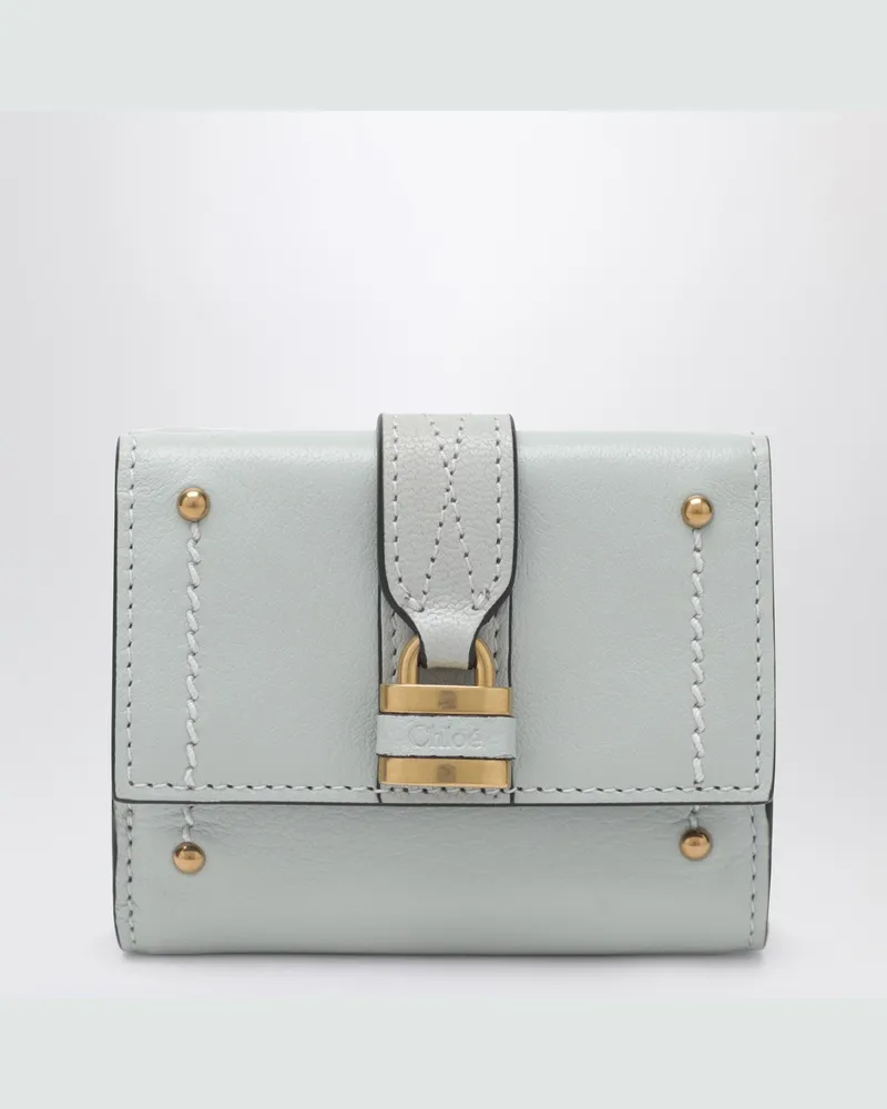 Chloé Paddington Mini-Trifold-Geldbörse aus aquablauem Leder Grey