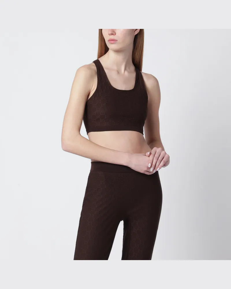 Gucci Top aus dem GG-Jacquard-Jersey Brown
