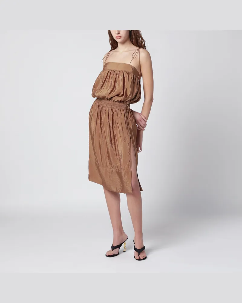Saint Laurent Karamellfarbenes Kleid aus Nylonmischgewebe Brown
