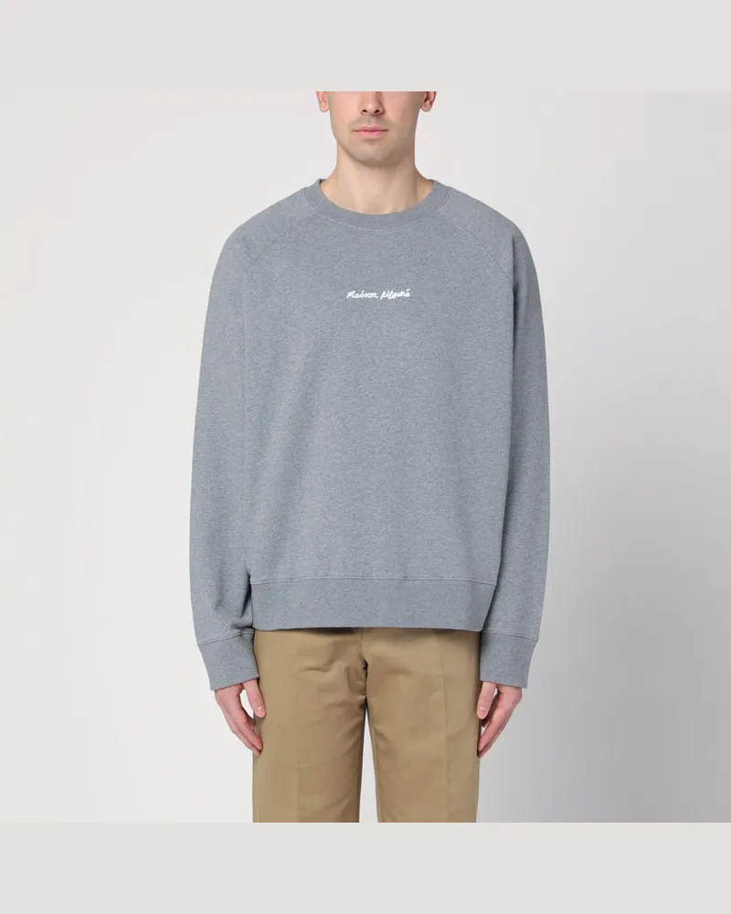 Kitsuné Graues Sweatshirt mit Rundhalsausschnitt aus Baumwolle Grau