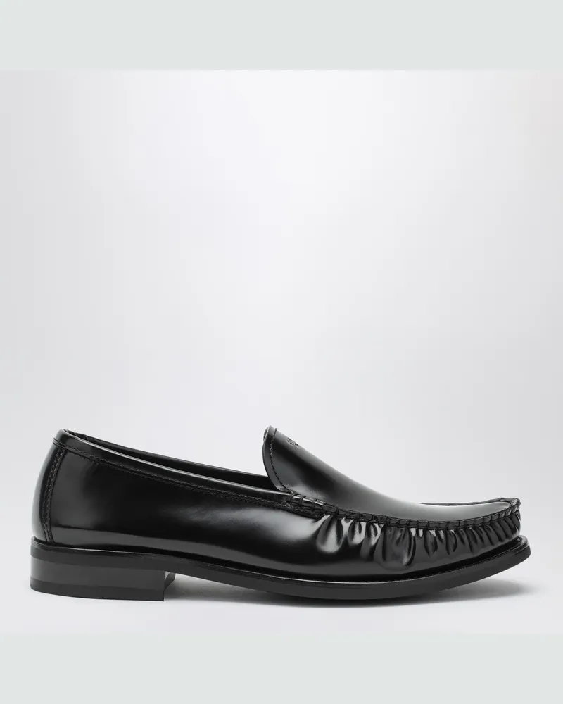Prada Schwarze Loafer aus gebürstetem Leder 