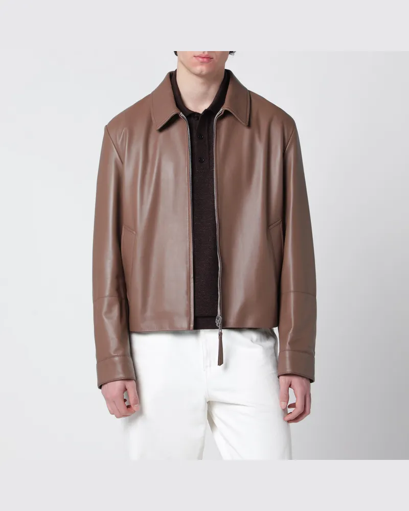 Loewe Wendbare Lederjacke in Taupe 