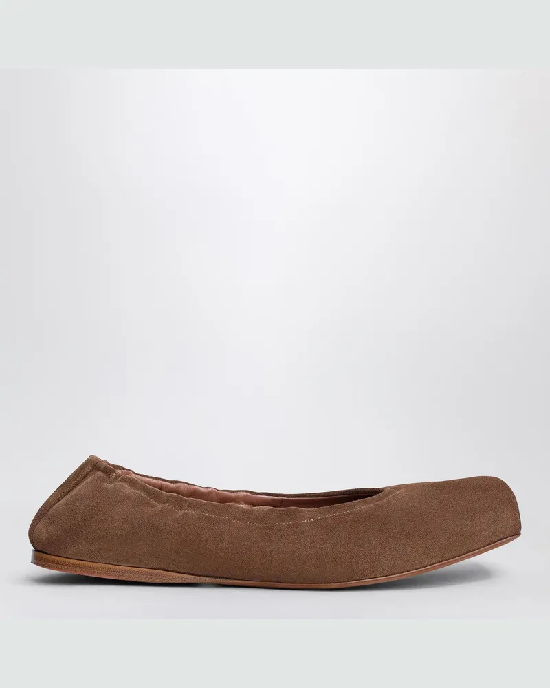 Alaïa Bimaterial-Ballerina mit eckiger Spitze in Braun Brown
