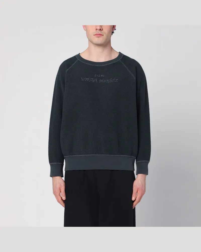 Maison Margiela Schwarzes ausgewaschenes Sweatshirt aus Baumwolle mit Logo Grau
