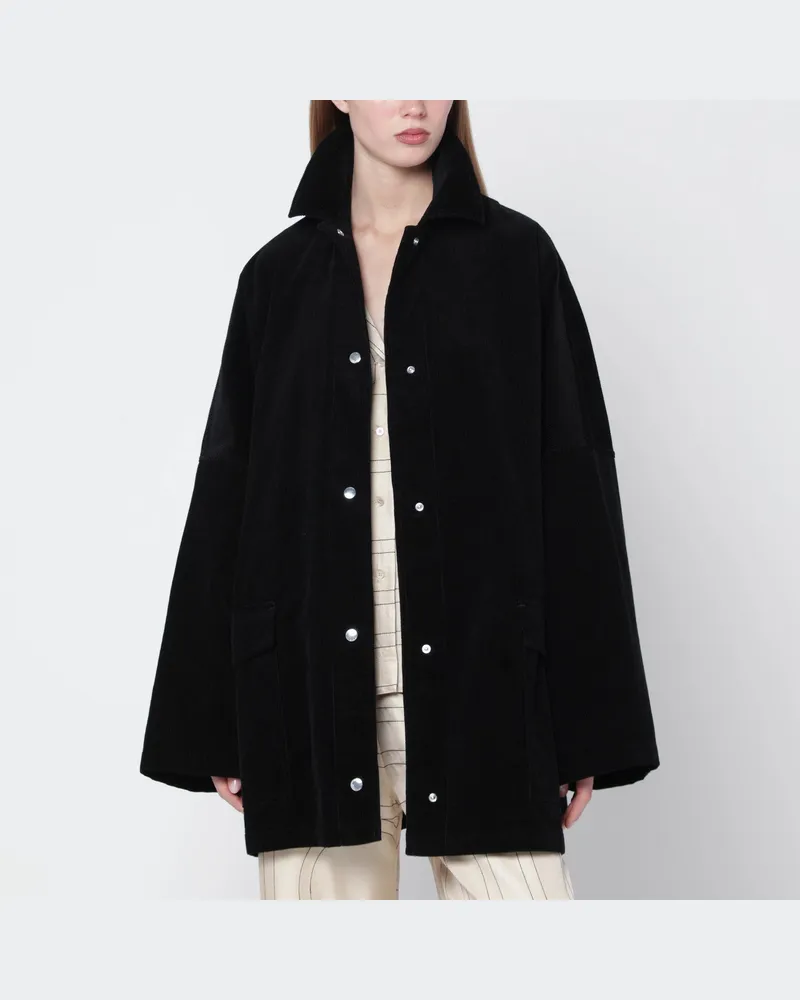 Totême Schwarze Cord-Overshirt-Jacke Black