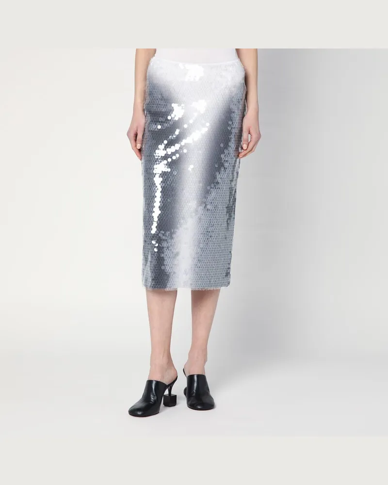 SPORTMAX Bleistiftrock mit schimmernden Pailletten Weiß
