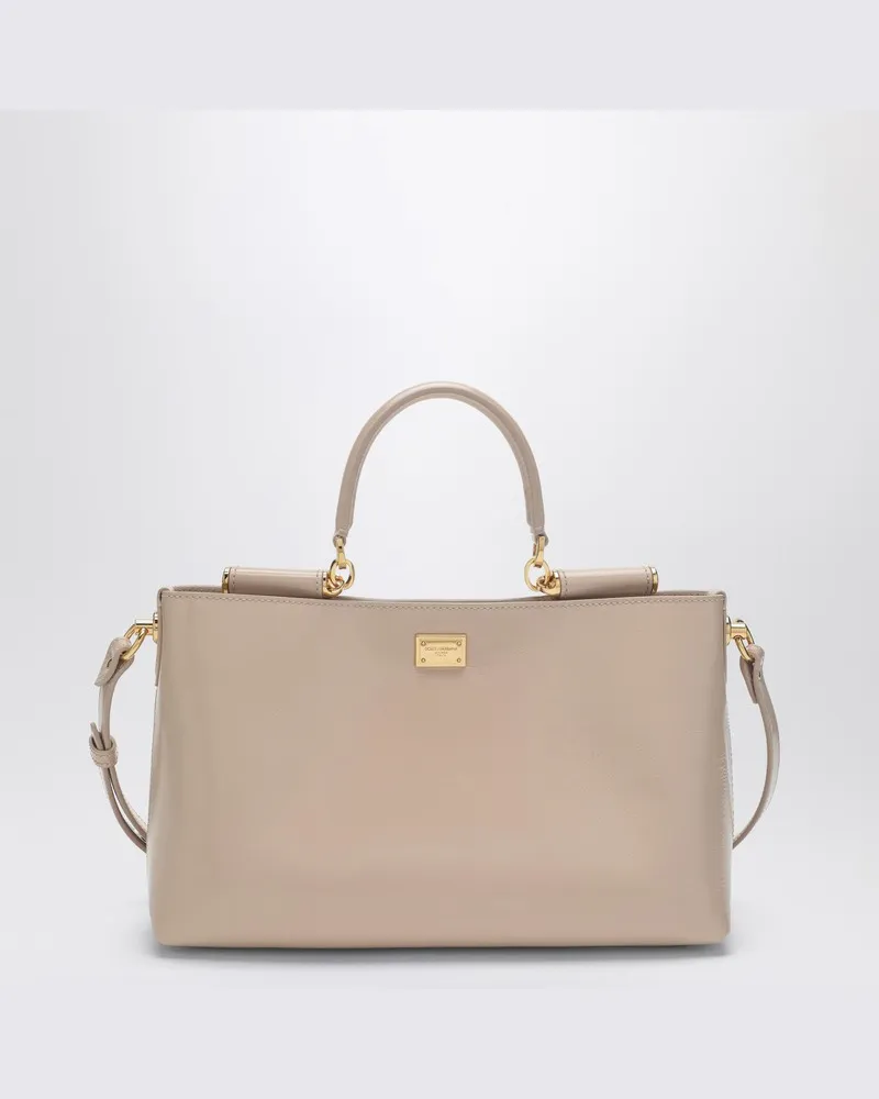 Dolce & Gabbana Vittoria Handtasche aus hautfarbenem Leder Beige