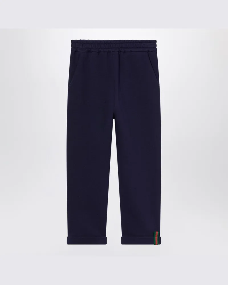 Gucci Dunkelblaue Hose mit Web-Detail Blau