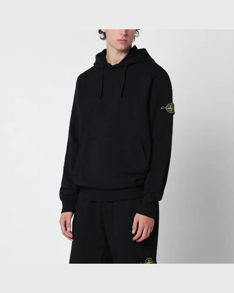 Stone Island Schwarzer Hoodie aus Baumwolle Black