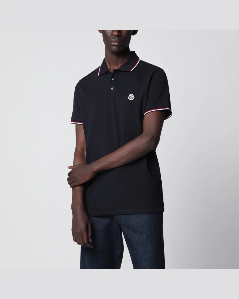 Moncler Kurzärmeliges Poloshirt in Marineblau Blue