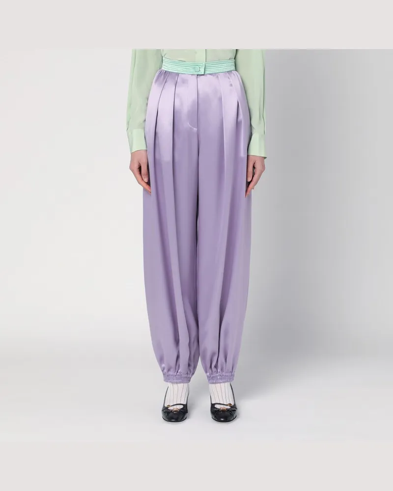 Valentino Garavani Breite lila Seidenhose Violett