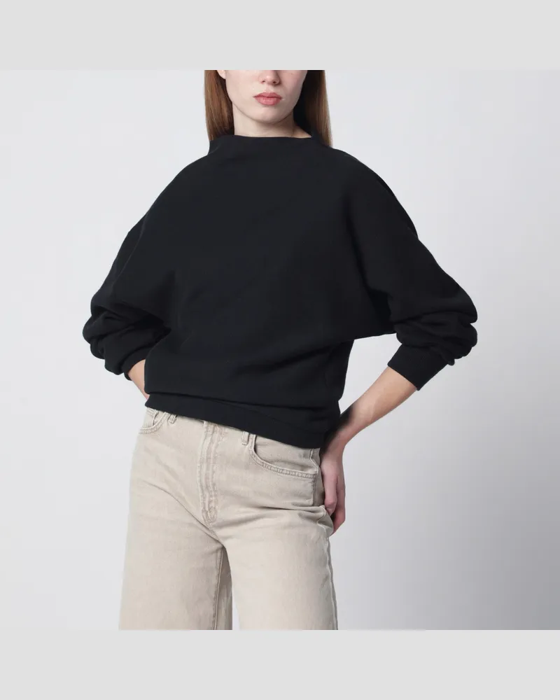 6397 Schwarzes drapiertes Sweatshirt Black