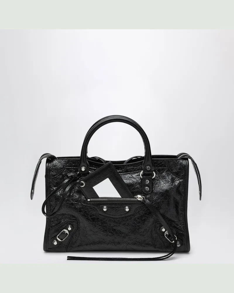 Balenciaga Kleine Le-City-Tasche aus Arena-Lammleder in Schwarz Black