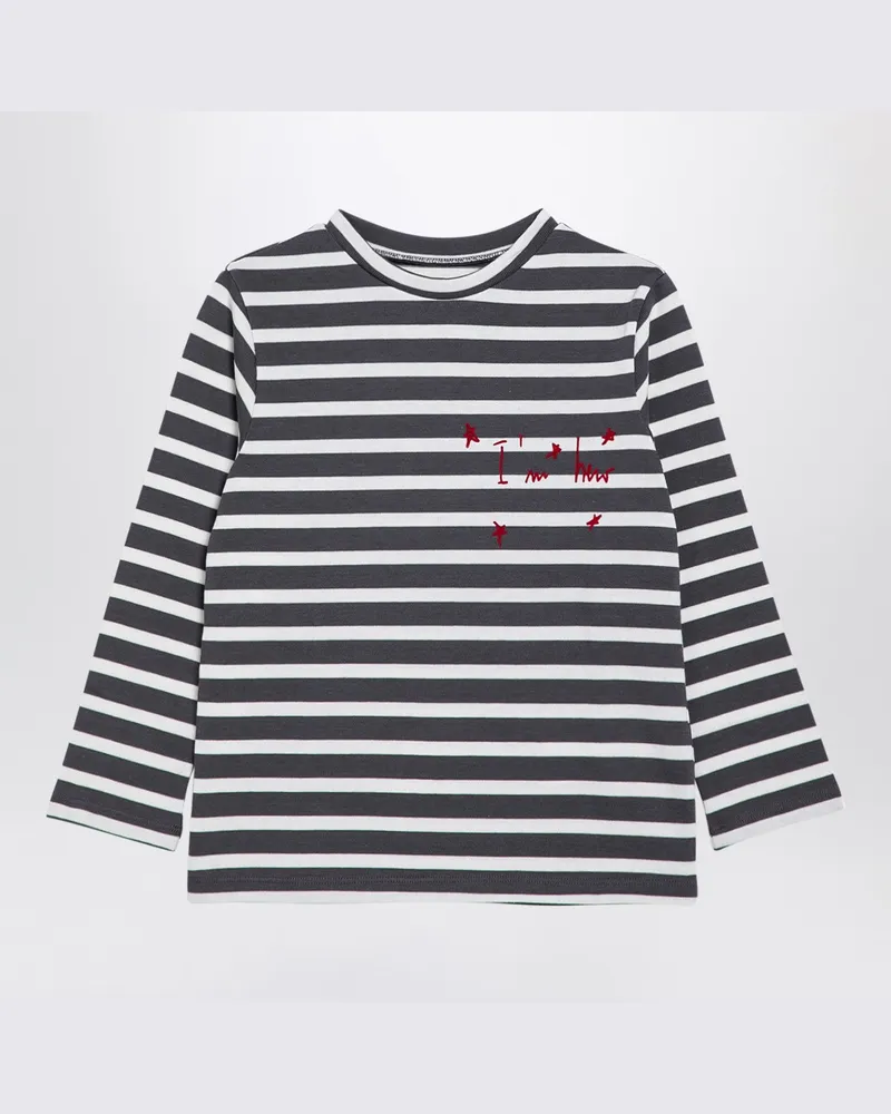 DOUUOD Gestreifter Pullover aus Baumwolle grau/weiß Multicolor