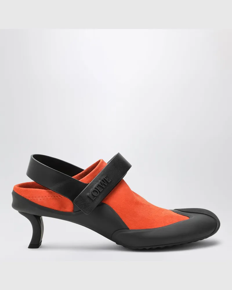 Loewe Safrangelb/schwarze Dive Slingback-Pumps aus Veloursleder Multicolor
