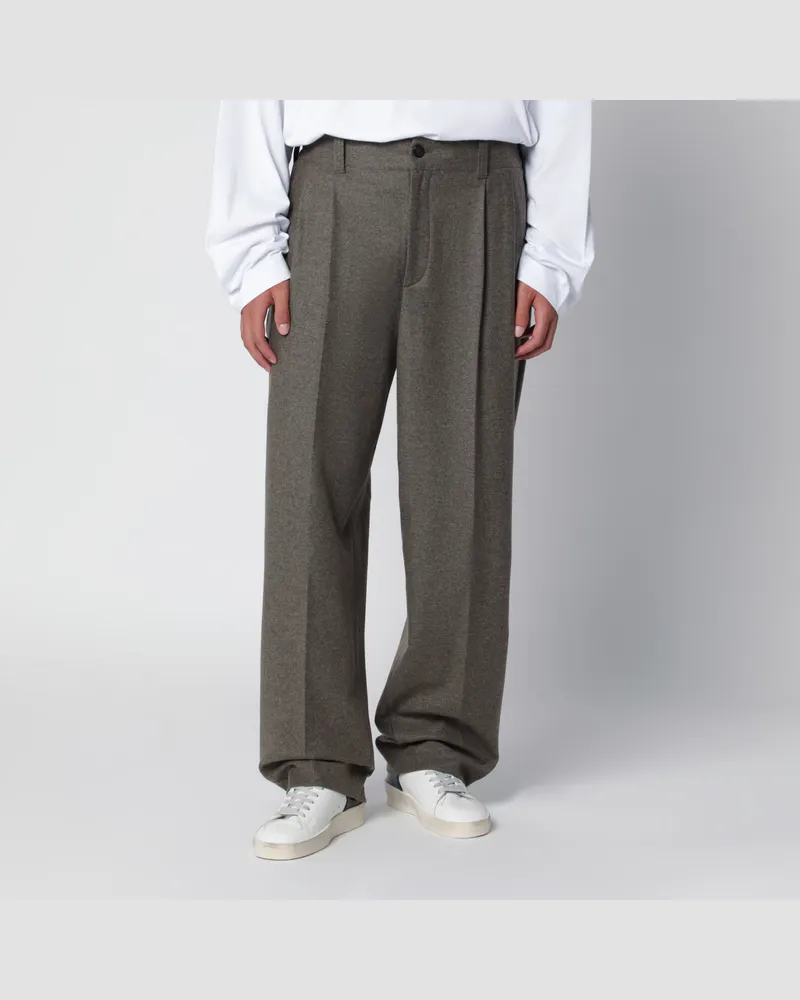 Golden Goose Isiah Jogginghose in Loden-Grau aus Wollflanell Grey