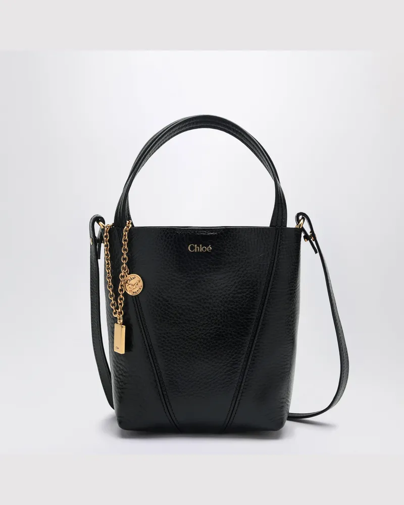 Chloé Kleine Spin-Tasche aus schwarzem Leder Black