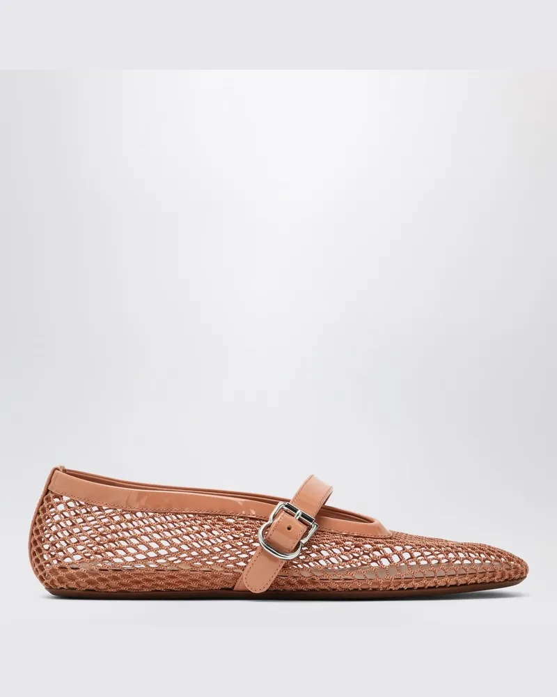 Alaïa Ballerina aus rosafarbenem Netzstoff Rosa