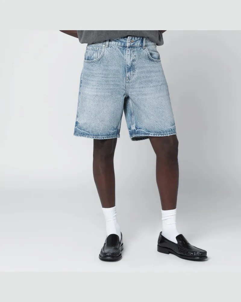 REPRESENT Hellblaue, ausgewaschene Denim-Bermuda Blau