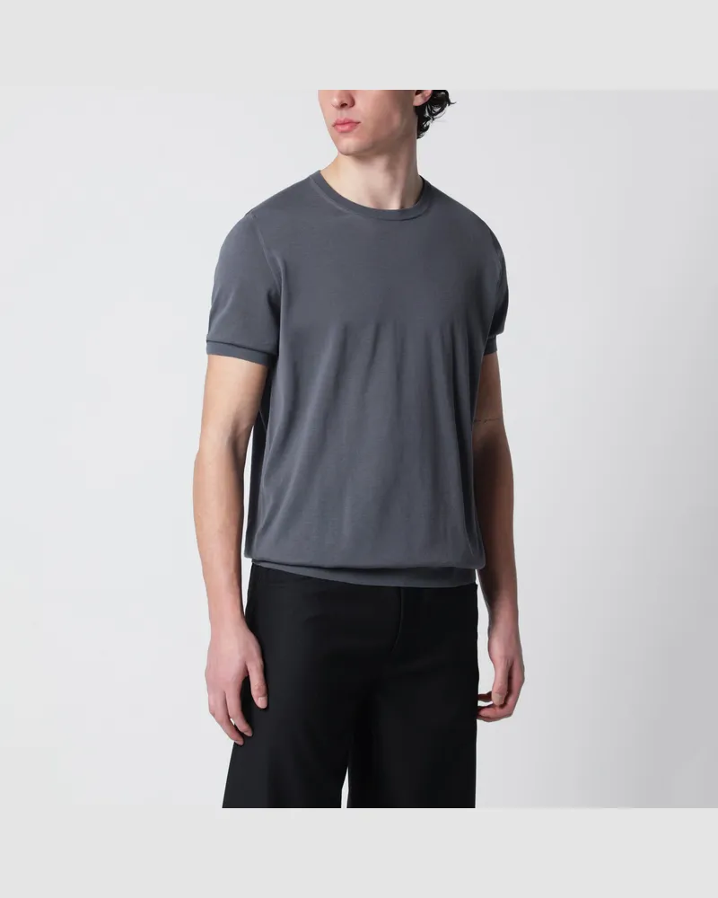 Drumohr  Grauer Baumwoll-Rundhalspullover Grey