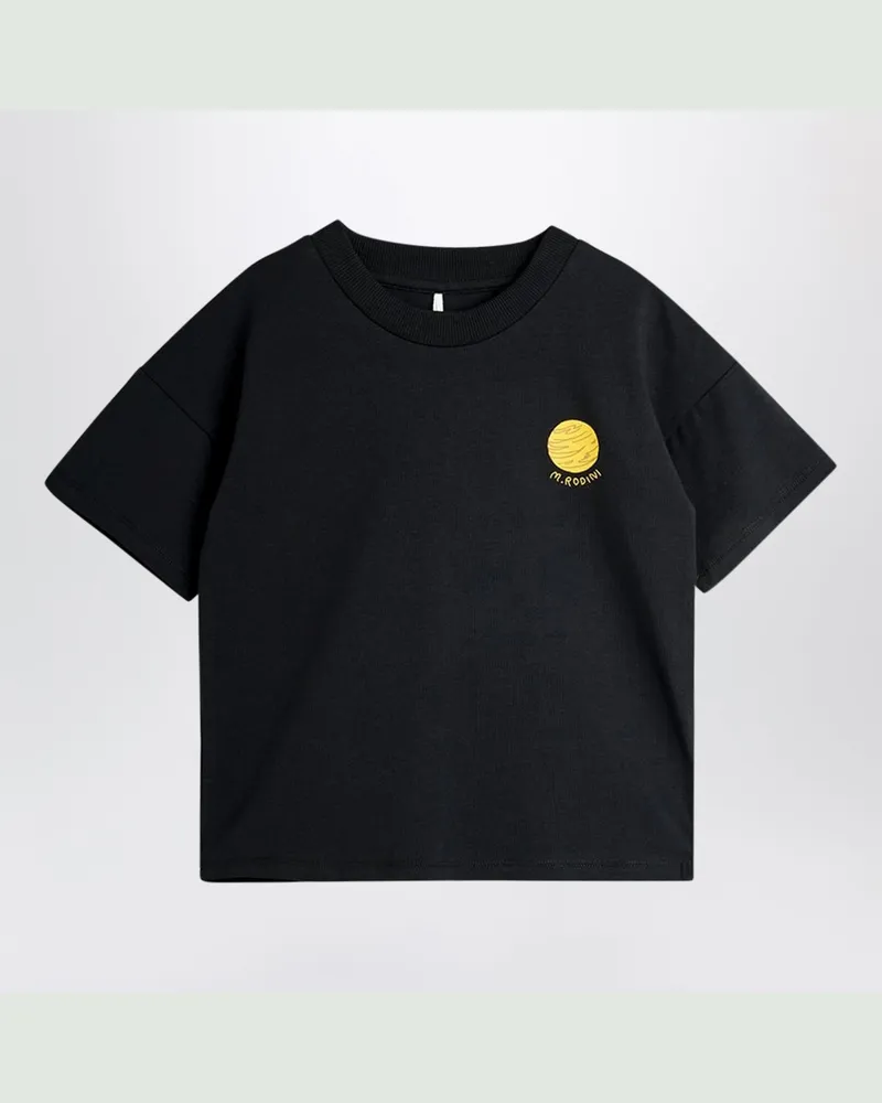 Mini Rodini Schwarzes T-Shirt mit Planet-Print Black