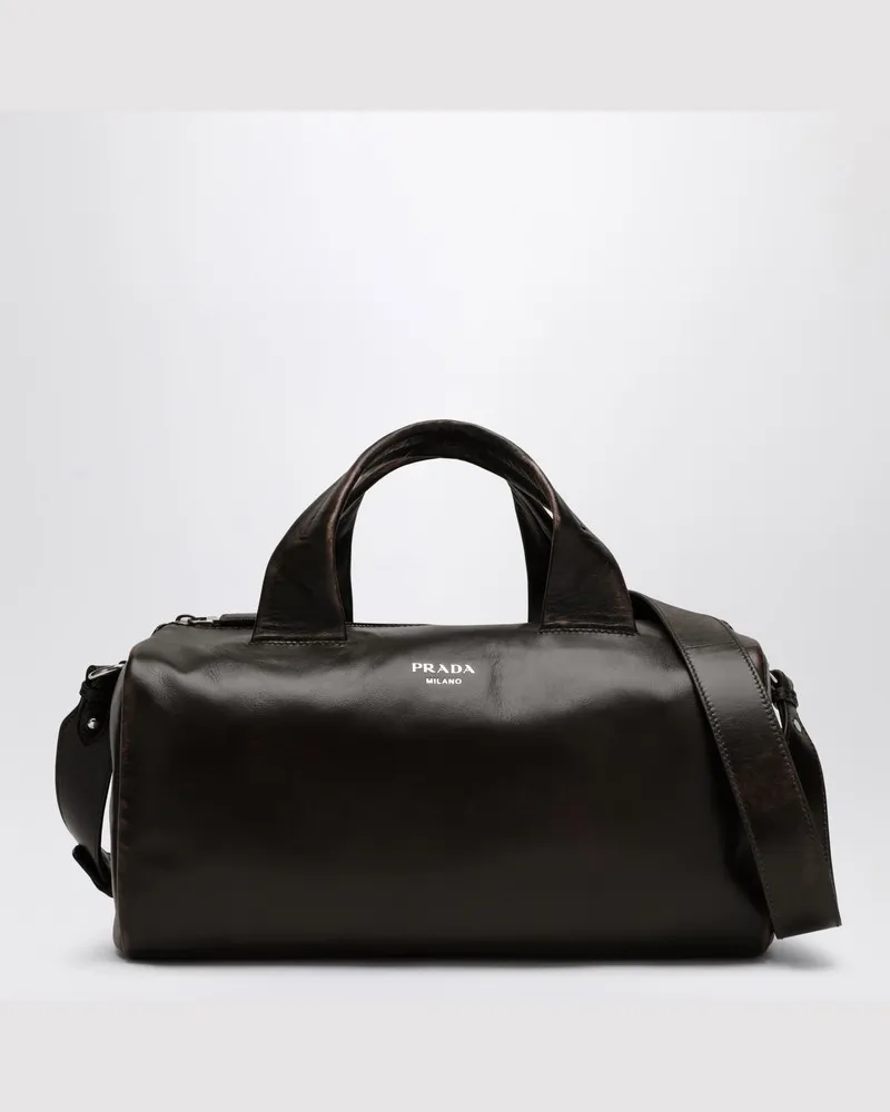 Prada Kleine braune Lederreisetasche Braun