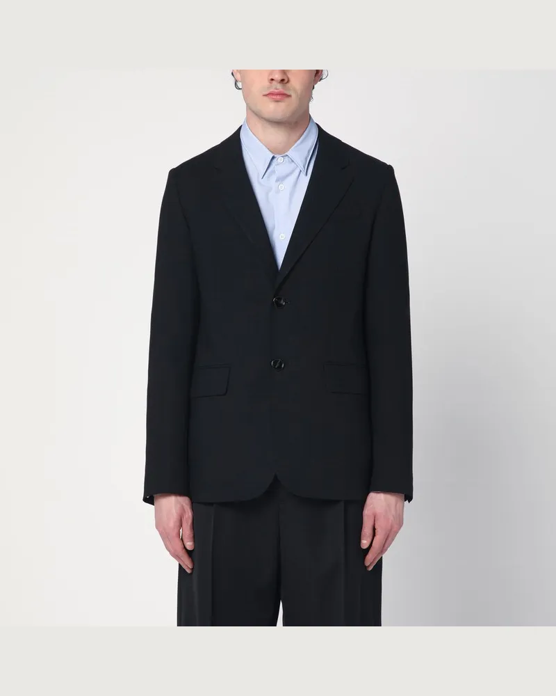 AMI Paris Einreihige schwarze Wolljacke Schwarz