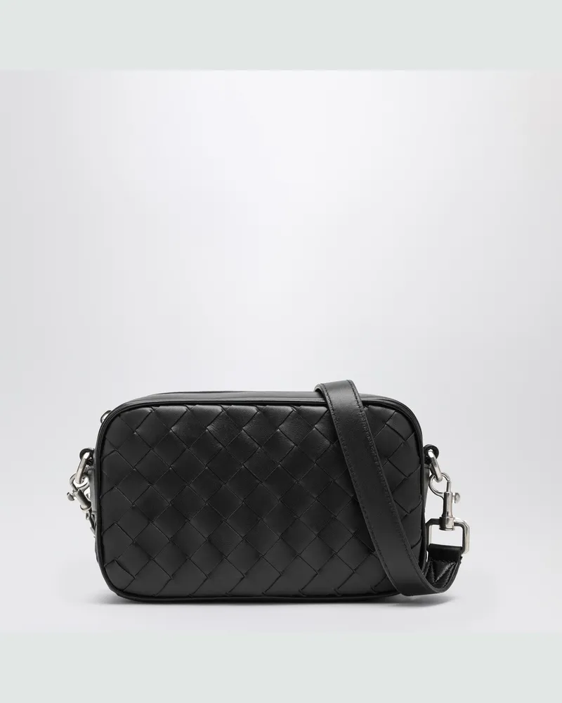 Bottega Veneta Schwarze Mini-Kameratasche mit Flechtmuster Black