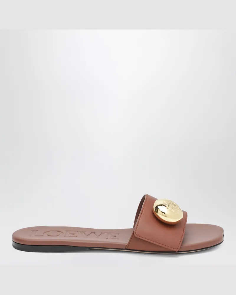 Loewe Slide Pebble in Rostfarbe aus Leder Brown