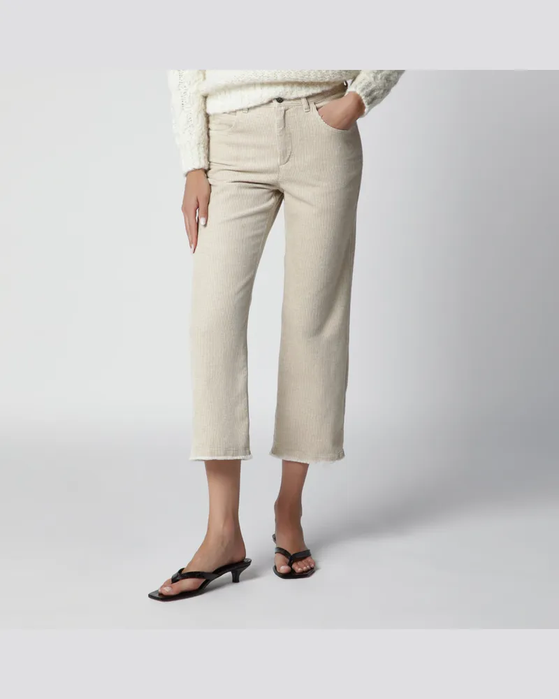 Isabel Marant Caprihose aus ecrufarbenem Cord White