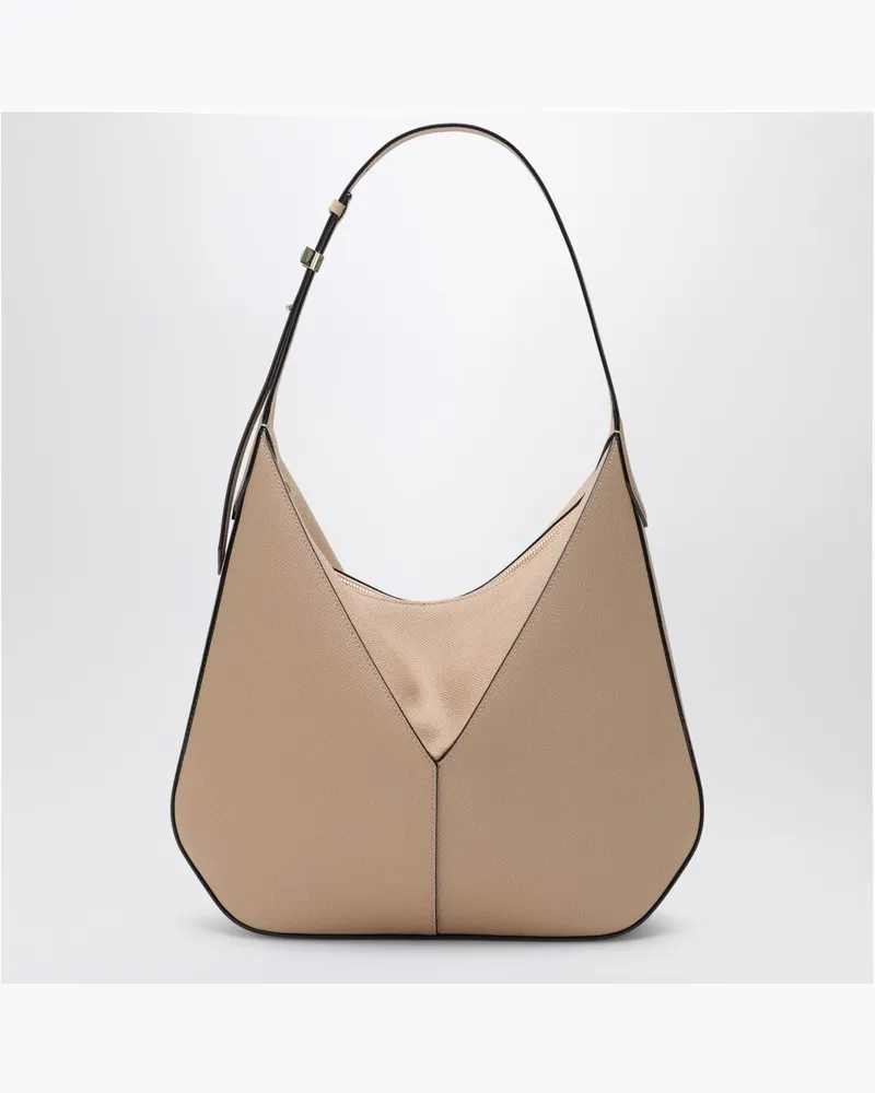 Valextra Beigefarbene Hobo-Tasche Vivi aus Leder Beige