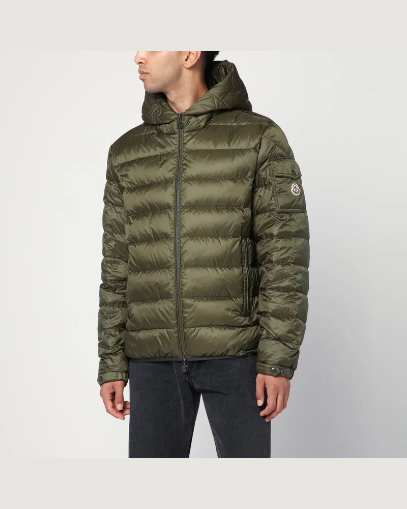 Moncler Kurze Steppjacke mit Reißverschluss in Khaki Mehrfarbig
